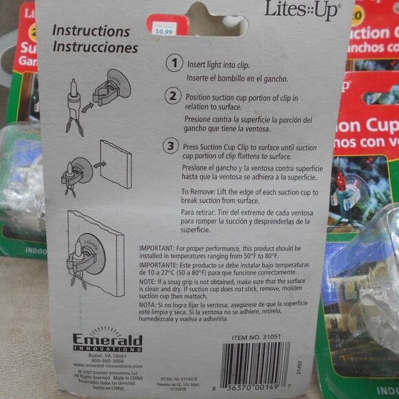 Christmas Light Hangers Suction Cups & Gutter Hanger Light Clips Lot - Picture 3 of 5